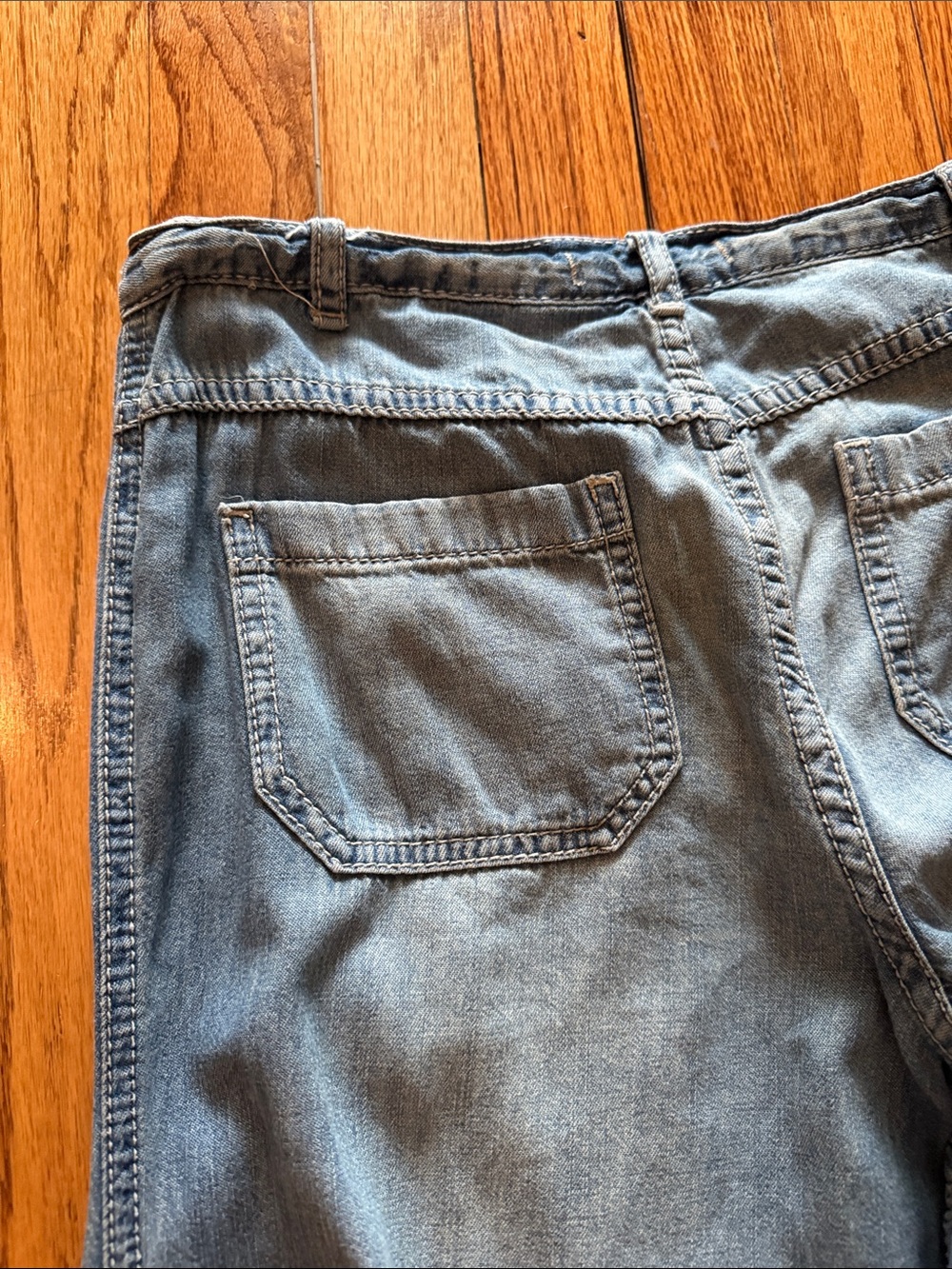 Free People Vintage Low Waist Ultra Wide-Leg Flare Jeans with Frayed Hem - Picture 8 of 9